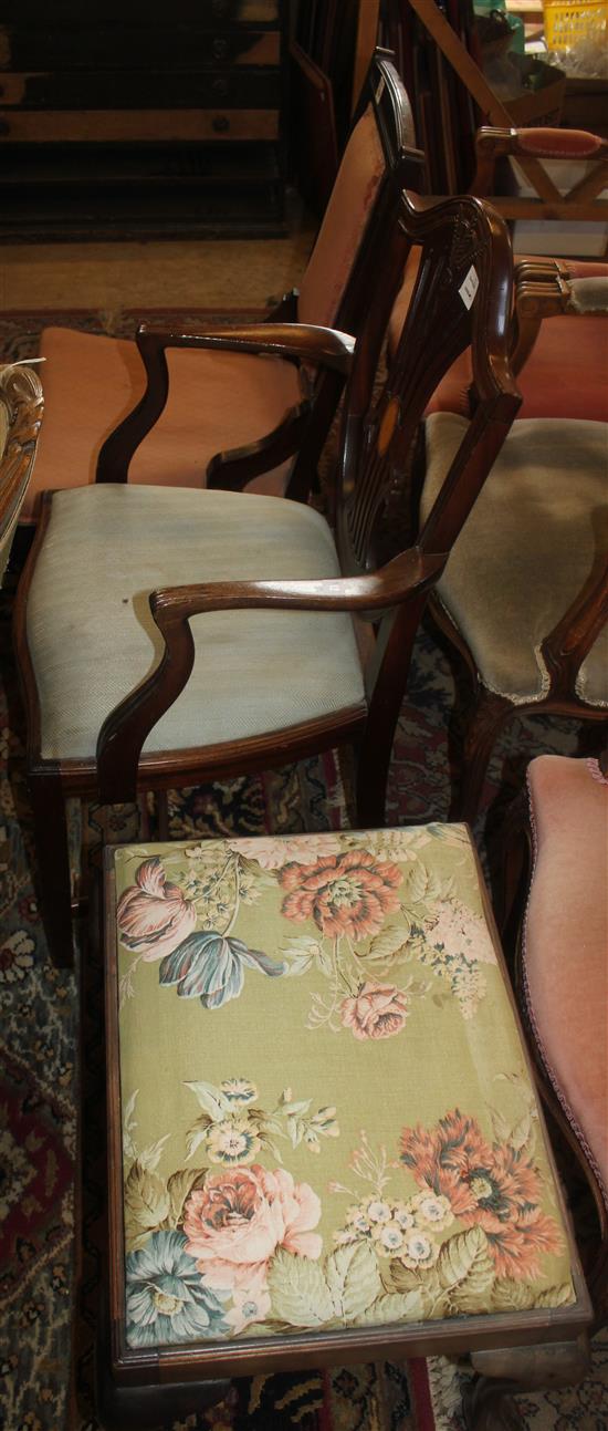 Late Victorian nursing chair, stool and elbow chair (3)